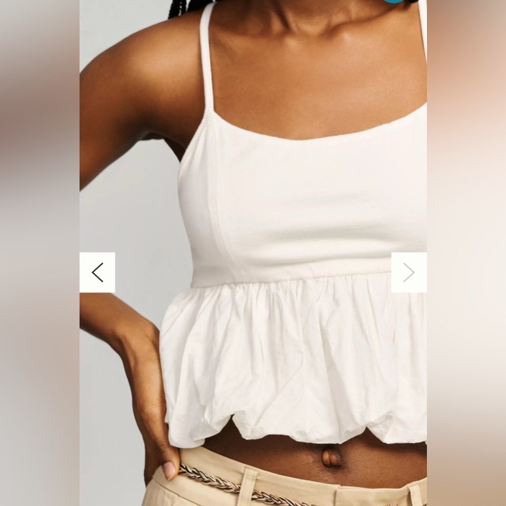 Ruffled Bubble-Hem Cropped Tank